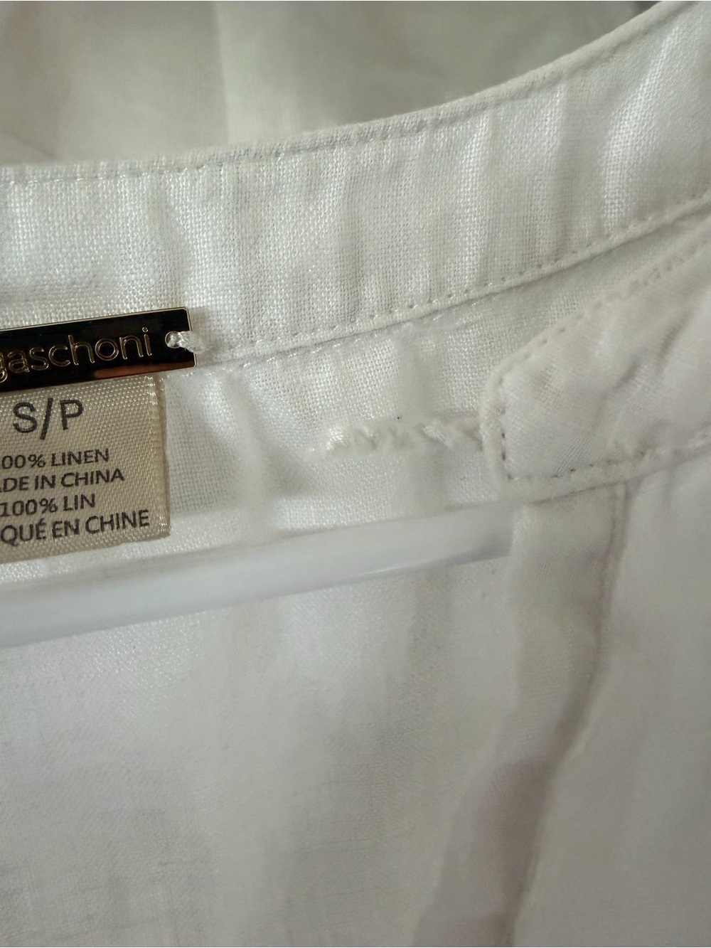 Magaschoni 100% Linen White Tiered Maxi Dress Sleeveless Tassel Size S - Picture 9 of 9